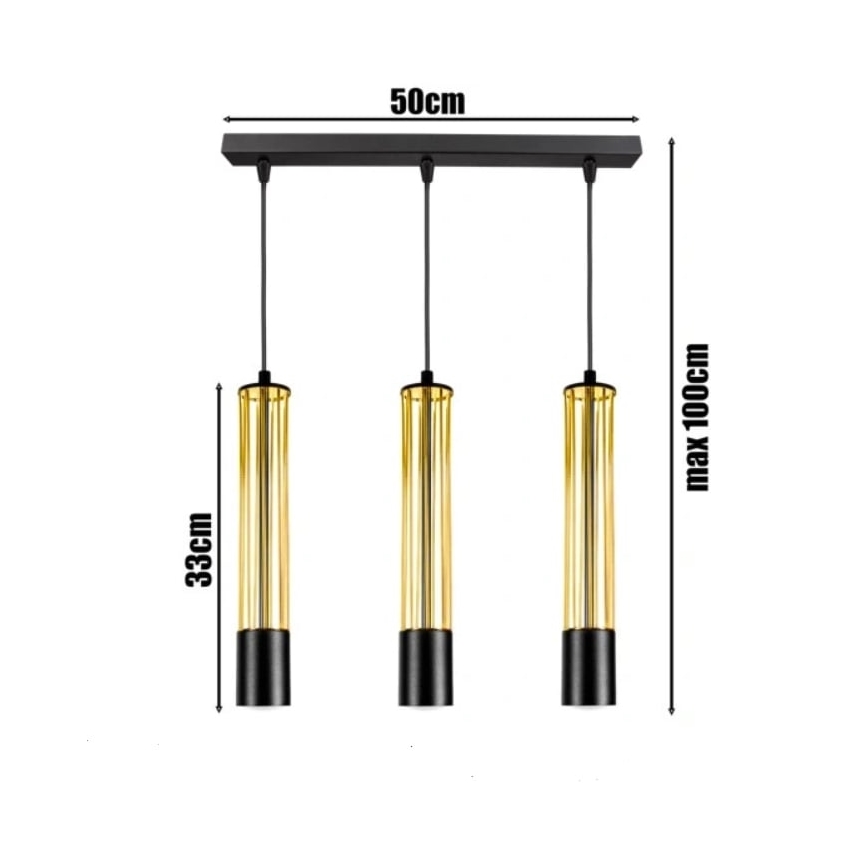 Luster na sajli PRESCOT 3xGU10/40W/230V zlatna