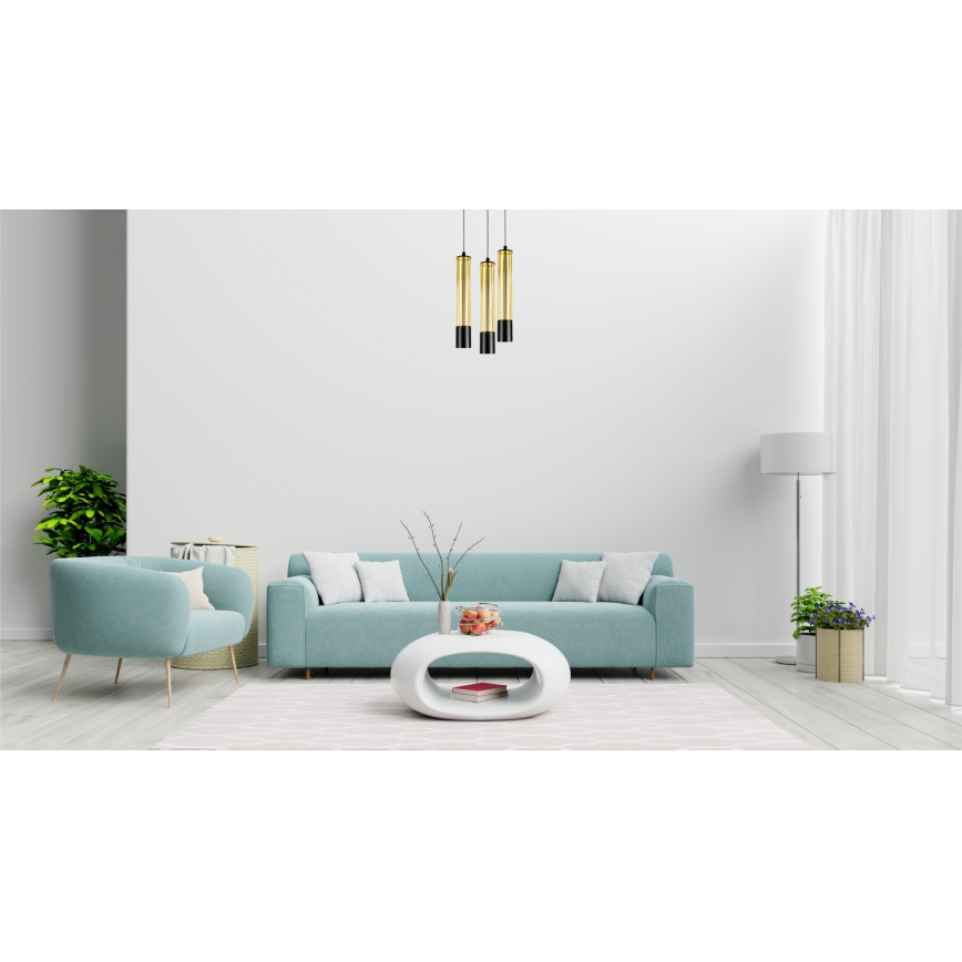 Luster na sajli PRESCOT 3xGU10/40W/230V zlatna
