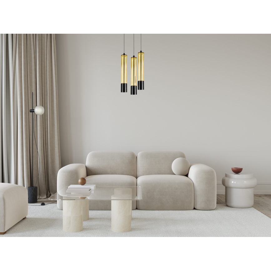 Luster na sajli PRESCOT 3xGU10/40W/230V zlatna