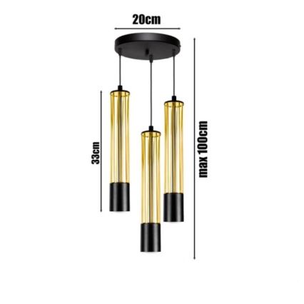 Luster na sajli PRESCOT 3xGU10/40W/230V zlatna
