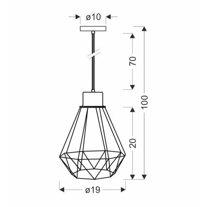 Luster na sajli PRIMO 1xE27/60W/230V crna/zlatna