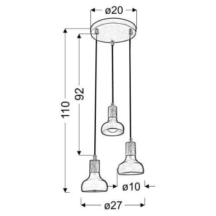 Luster na sajli PUERTO 3xE14/40W/230V