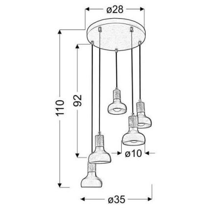 Luster na sajli PUERTO 5xE14/40W/230V