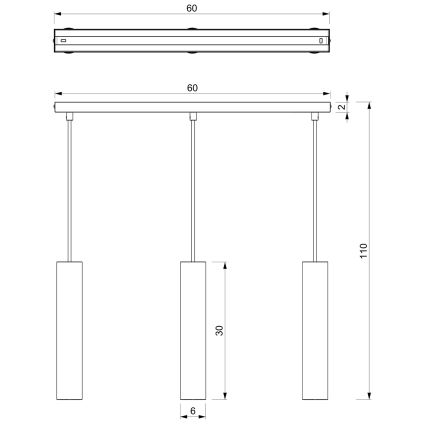 Luster na sajli RAITO 3xGU10/8W/230V mesing