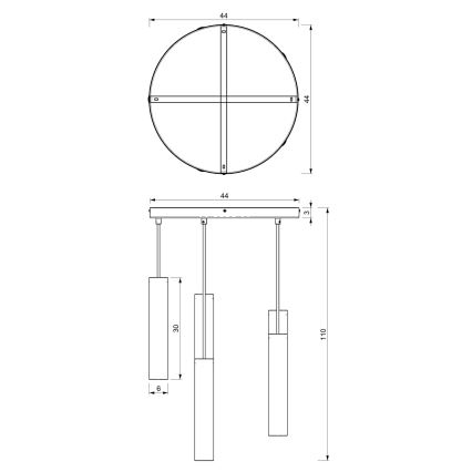 Luster na sajli RAITO 6xGU10/8W/230V crna