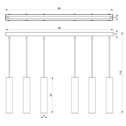 Luster na sajli RAITO 6xGU10/8W/230V mesing