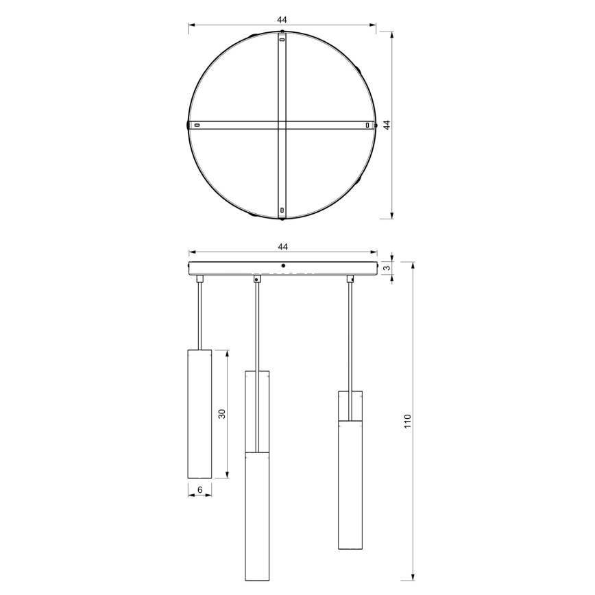 Luster na sajli RAITO 6xGU10/8W/230V mesing