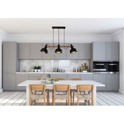 Luster na sajli RENO 3xE27/40W/230V crna/smeđa