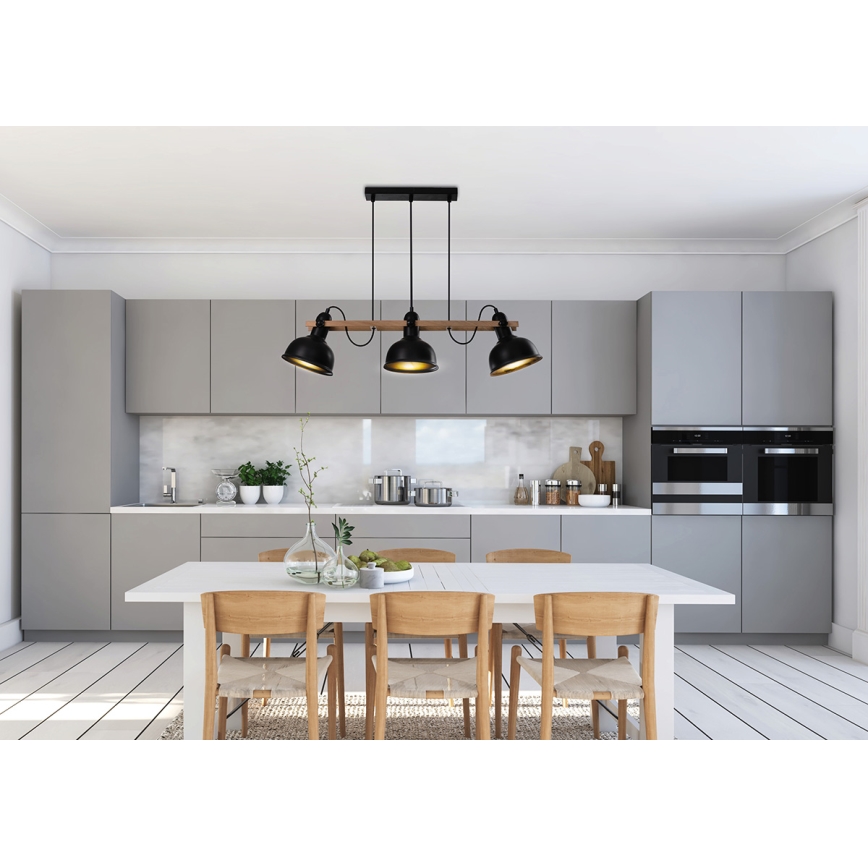 Luster na sajli RENO 3xE27/40W/230V crna/smeđa