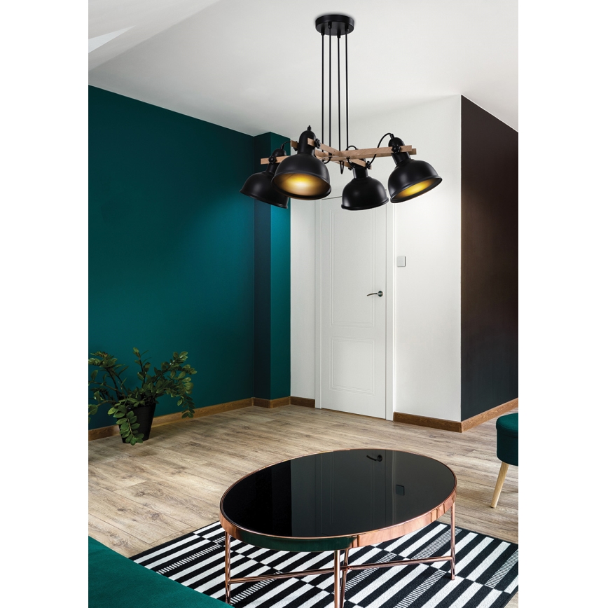 Luster na sajli RENO 4xE27/40W/230V crna/smeđa