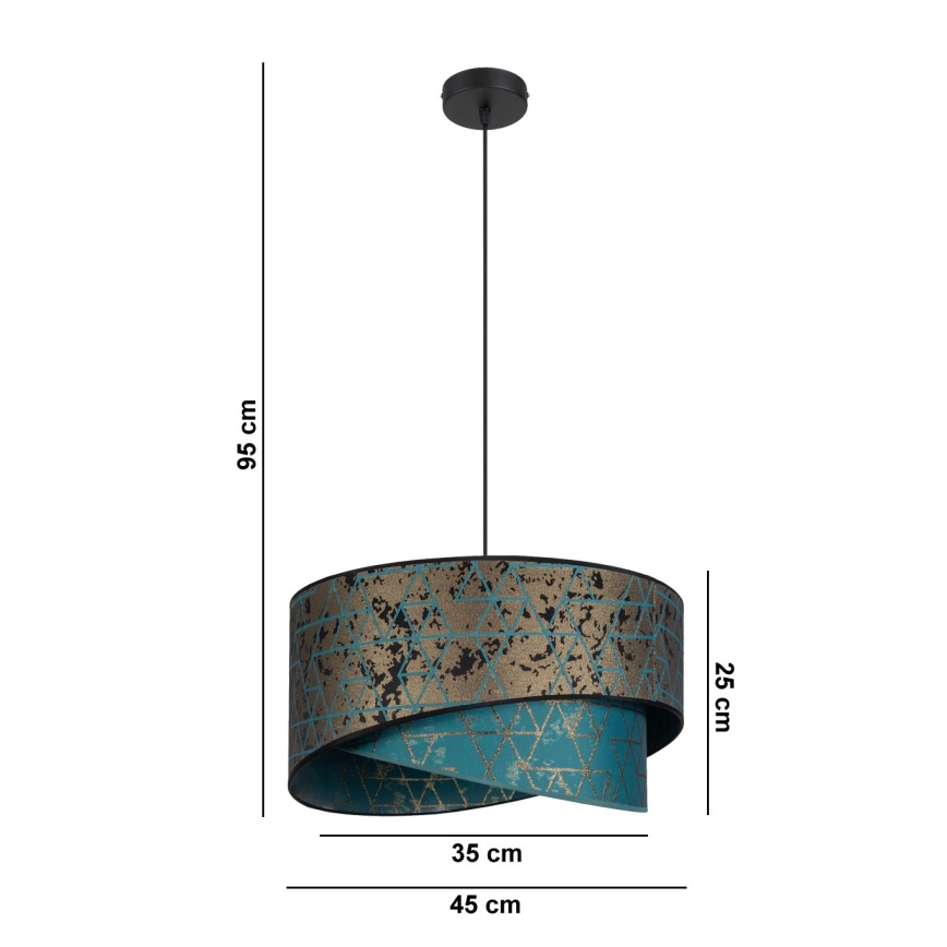 Luster na sajli REZO 1xE27/60W/230V tirkizna/zlatna