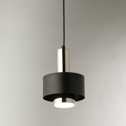 Luster na sajli RIF LUX 1xGX53/12W/230V pr. 15 cm crna/sjajni krom