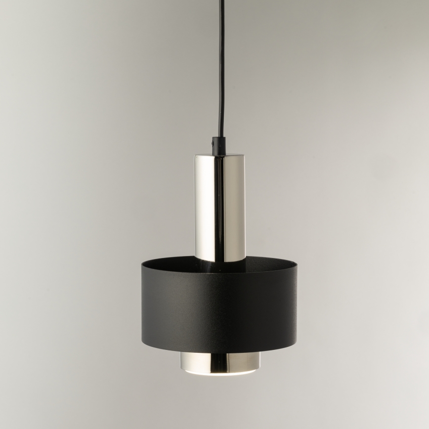 Luster na sajli RIF LUX 1xGX53/12W/230V pr. 15 cm crna/sjajni krom