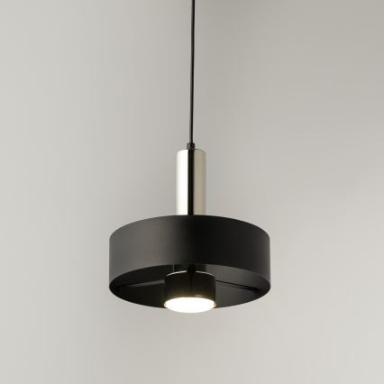 Luster na sajli RIF LUX 1xGX53/12W/230V pr. 25 cm crna/sjajni krom
