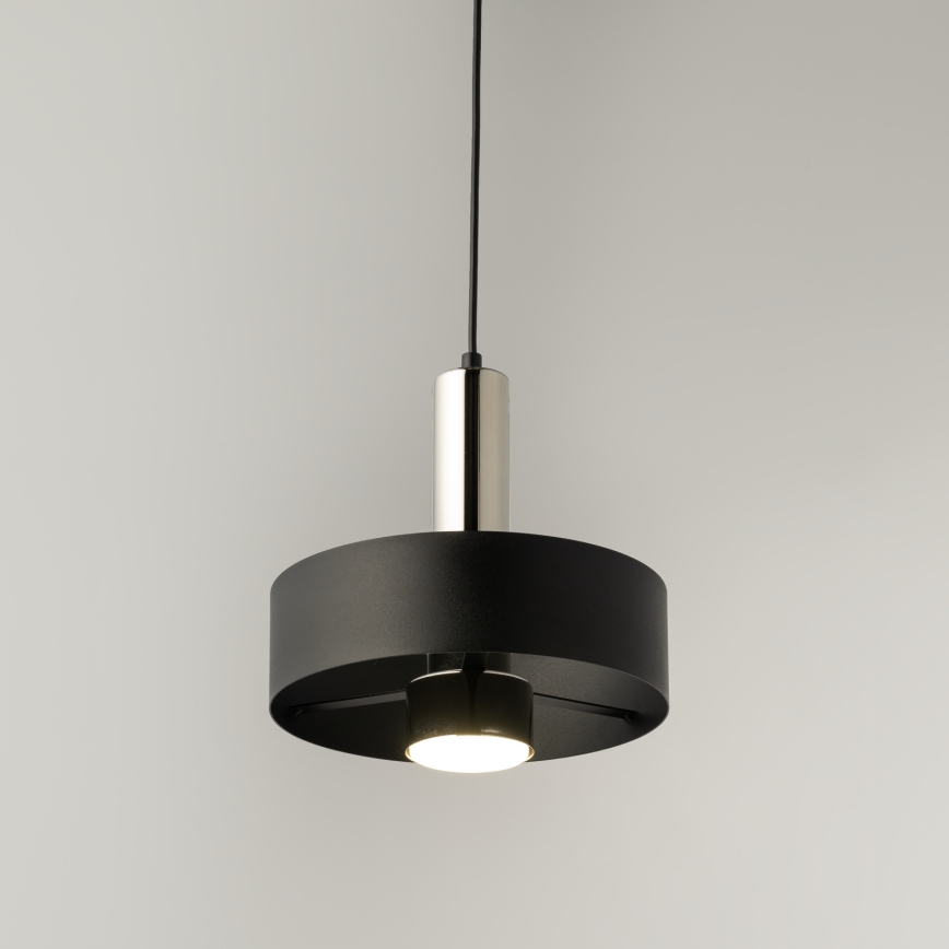 Luster na sajli RIF LUX 1xGX53/12W/230V pr. 25 cm crna/sjajni krom