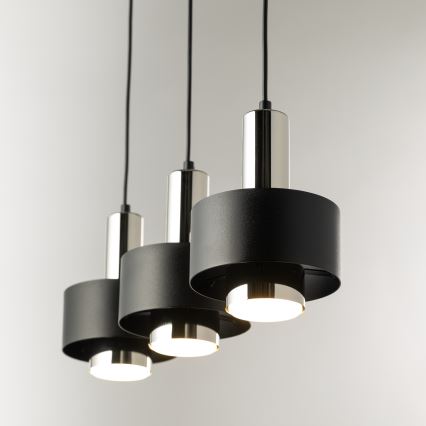 Luster na sajli RIF LUX 3xGX53/12W/230V crna/sjajni krom