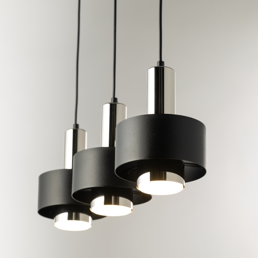 Luster na sajli RIF LUX 3xGX53/12W/230V crna/sjajni krom