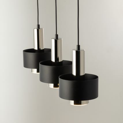 Luster na sajli RIF LUX 3xGX53/12W/230V crna/sjajni krom