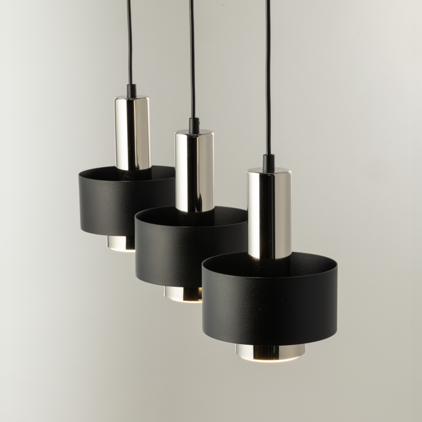 Luster na sajli RIF LUX 3xGX53/12W/230V crna/sjajni krom