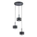 Luster na sajli RIF LUX 3xGX53/12W/230V pr. 38 cm crna/sjajni krom