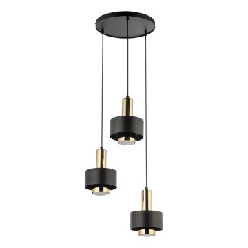 Luster na sajli RIF LUX 3xGX53/12W/230V pr. 38 cm crna/zlatna
