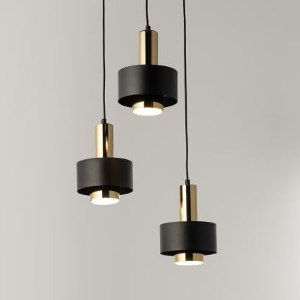 Luster na sajli RIF LUX 3xGX53/12W/230V pr. 38 cm crna/zlatna