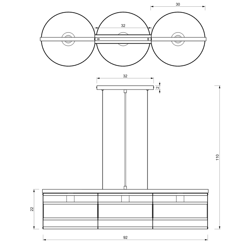 Luster na sajli RIM 3xE27/60W/230V