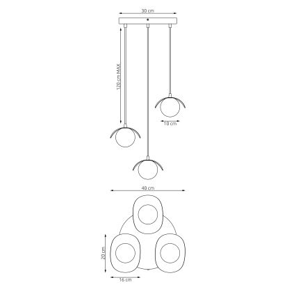 Luster na sajli RITUAL 3xG9/8W/230V crni