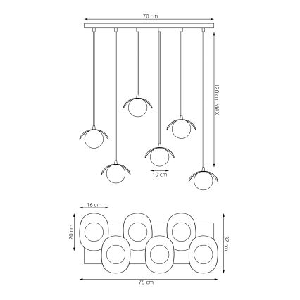 Luster na sajli RITUAL 6xG9/8W/230V bijela