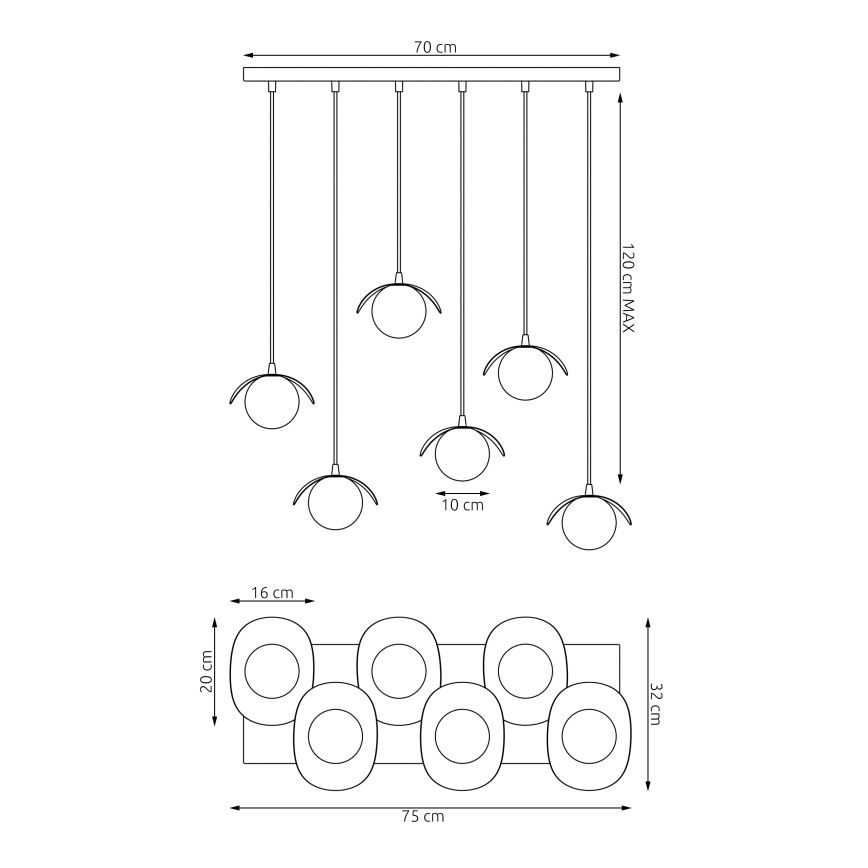 Luster na sajli RITUAL 6xG9/8W/230V bijela