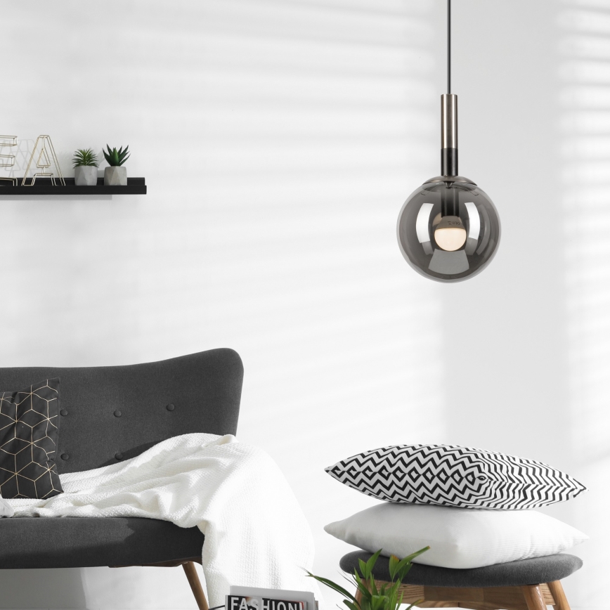 Luster na sajli ROLLO 1xE14/5W/230V mat krom/dimna
