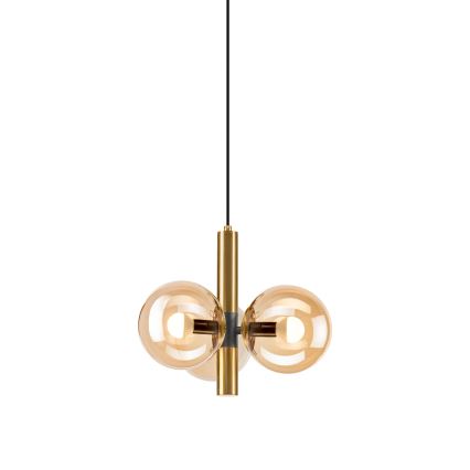 Luster na sajli ROLLO 3xE14/5W/230V zlatna/dimna bež