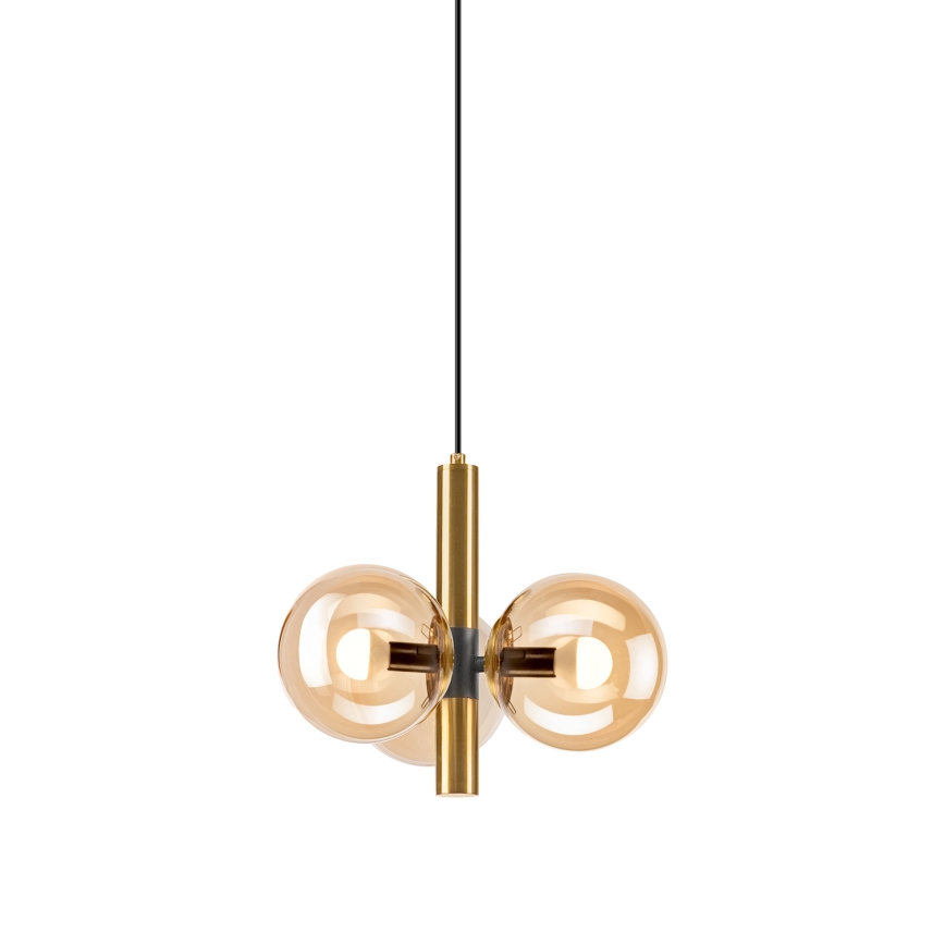 Luster na sajli ROLLO 3xE14/5W/230V zlatna/dimna bež