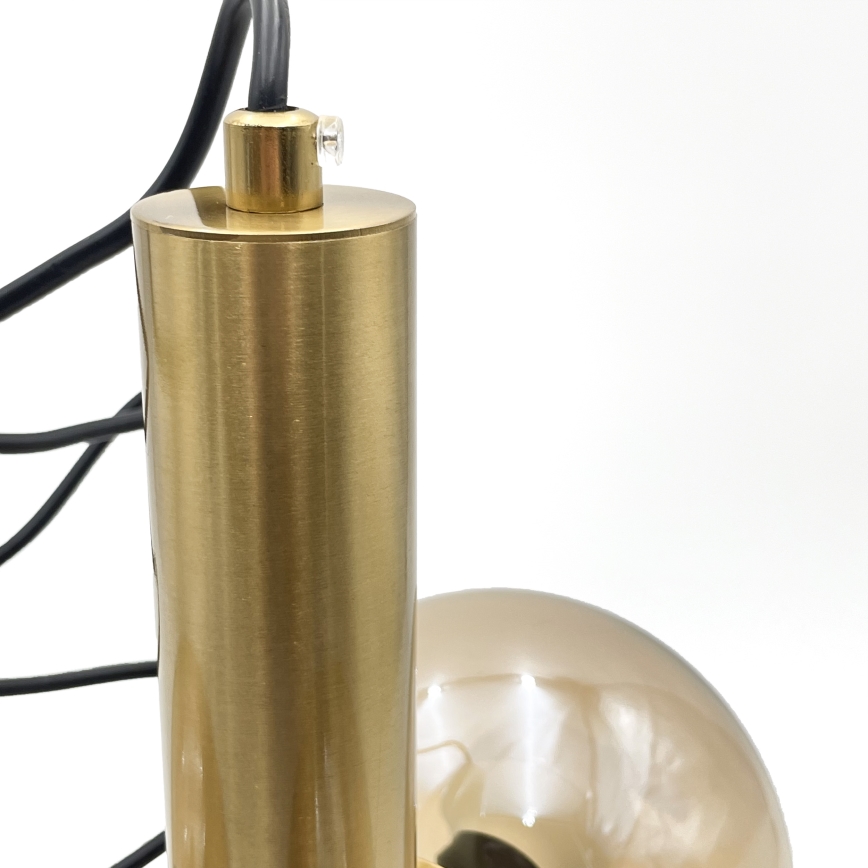 Luster na sajli ROLLO 3xE14/5W/230V zlatna/dimna bež
