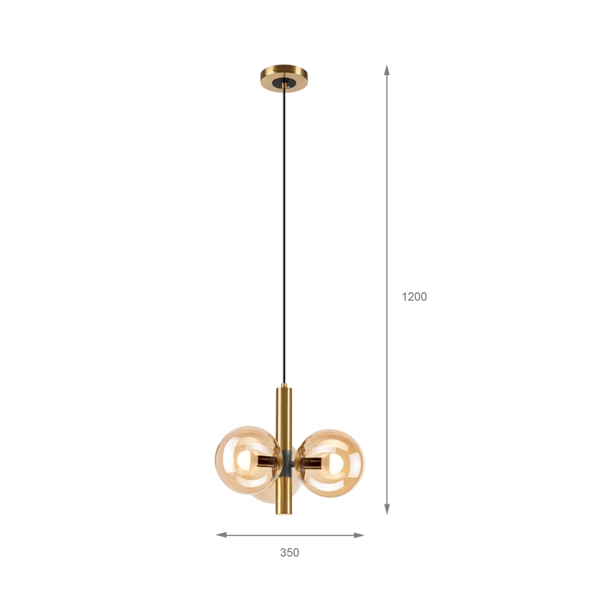 Luster na sajli ROLLO 3xE14/5W/230V zlatna/dimna bež