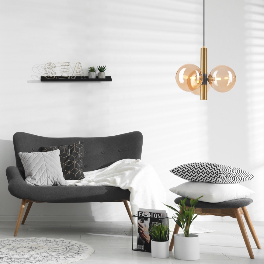 Luster na sajli ROLLO 3xG9/5W/230V zlatna/dimna bež