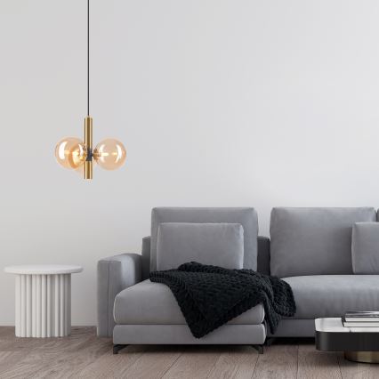 Luster na sajli ROLLO 3xG9/5W/230V zlatna/dimna bež