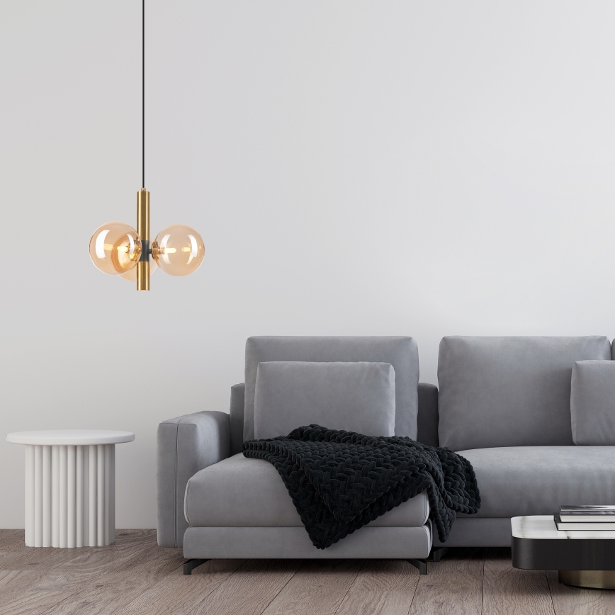 Luster na sajli ROLLO 3xG9/5W/230V zlatna/dimna bež