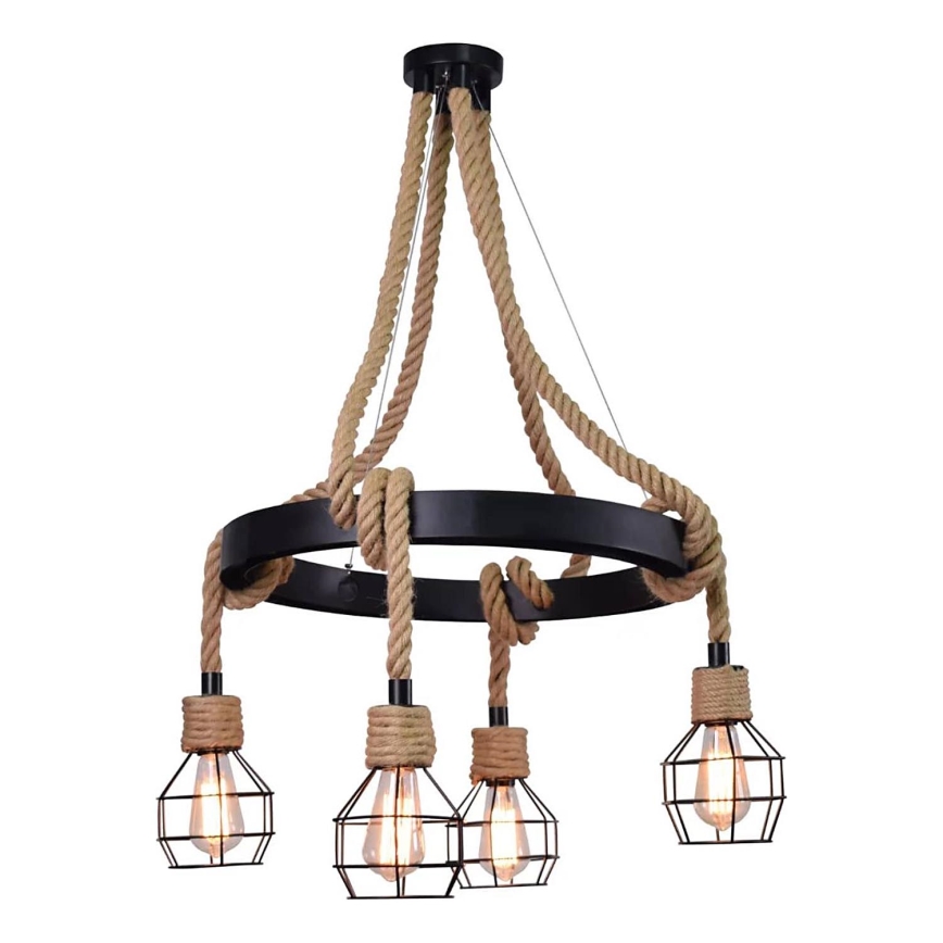 Luster na sajli ROPE ALEGRA 4xE27/10W/230V