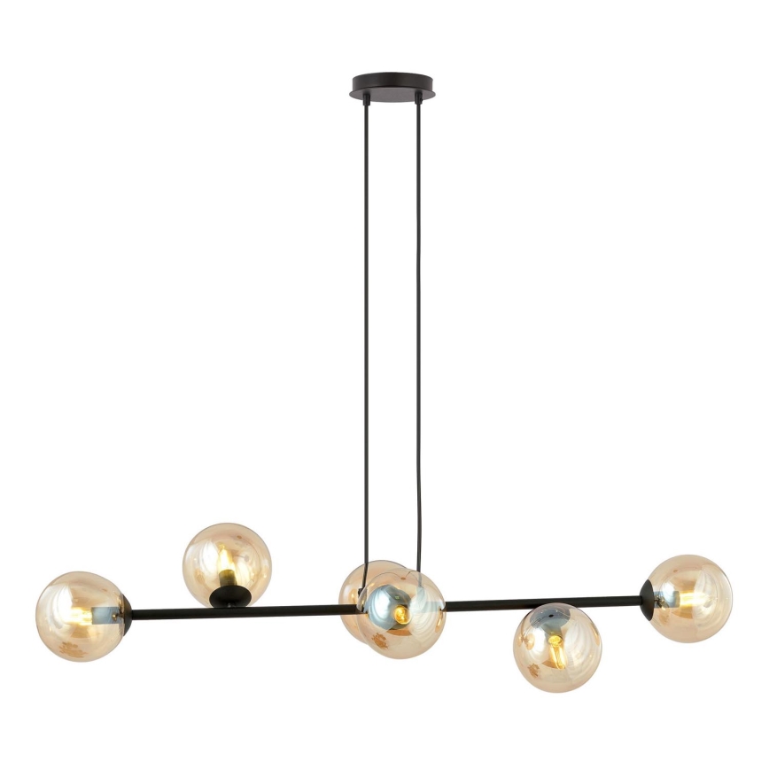 Luster na sajli ROSSI 6xE14/10W/230V crna/bež