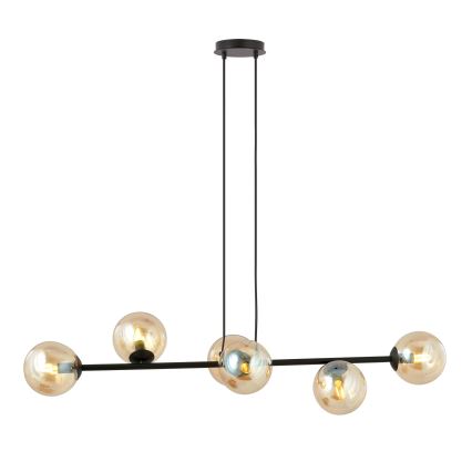 Luster na sajli ROSSI 6xE14/10W/230V crna/bež