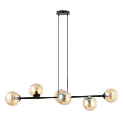 Luster na sajli ROSSI 6xE14/10W/230V crna/bež