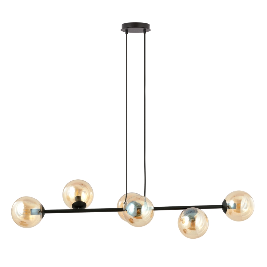 Luster na sajli ROSSI 6xE14/10W/230V crna/bež