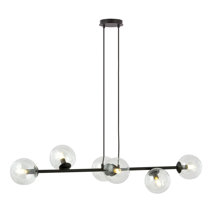 Luster na sajli ROSSI 6xE14/10W/230V crna/prozirna