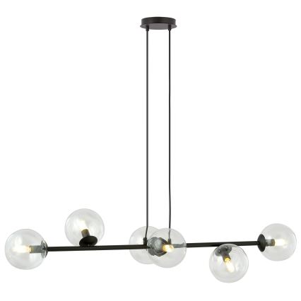 Luster na sajli ROSSI 6xE14/10W/230V crna/prozirna