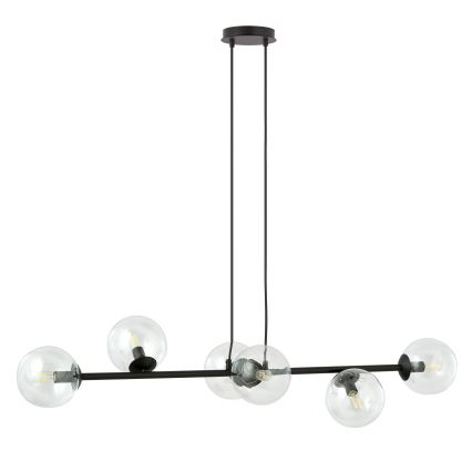 Luster na sajli ROSSI 6xE14/10W/230V crna/prozirna