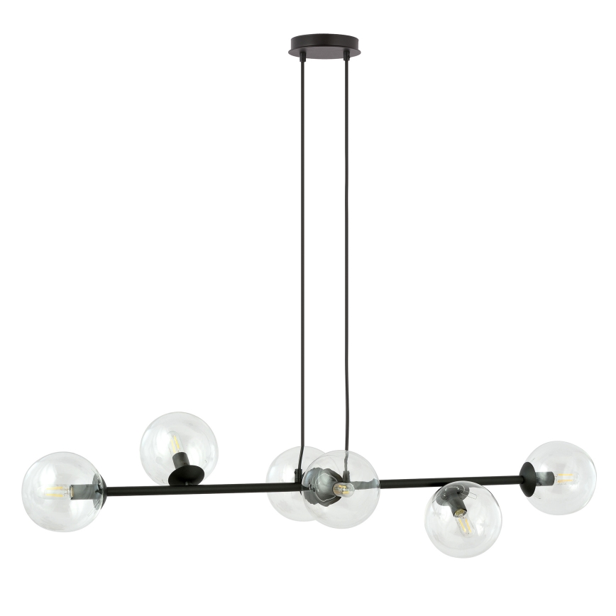 Luster na sajli ROSSI 6xE14/10W/230V crna/prozirna