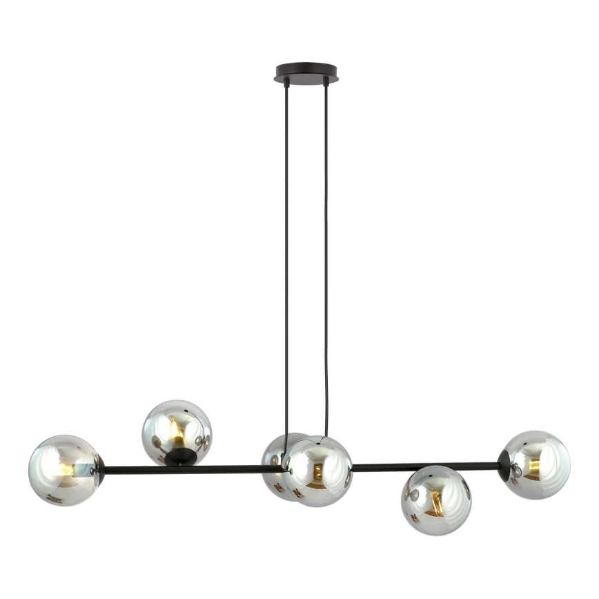 Luster na sajli ROSSI 6xE14/10W/230V crna/siva
