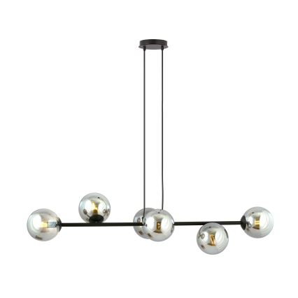 Luster na sajli ROSSI 6xE14/10W/230V crna/siva