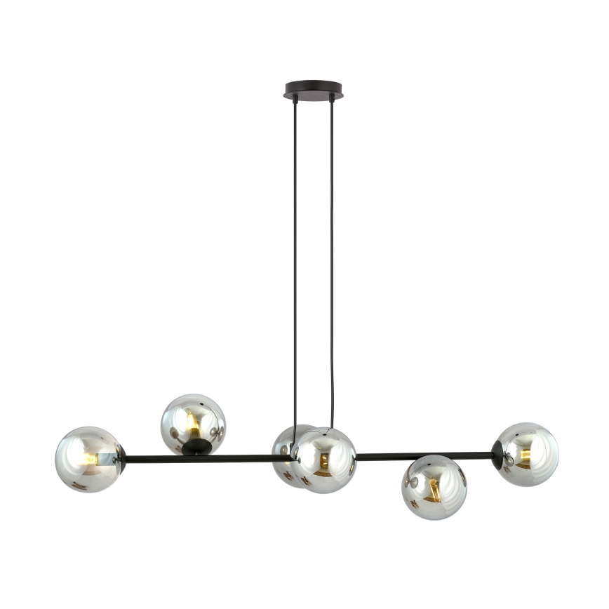 Luster na sajli ROSSI 6xE14/10W/230V crna/siva